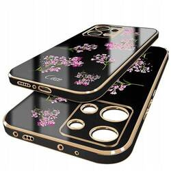 Etui do Xiaomi Redmi Note 13 4G WZORY GLAMOUR ze złotą ramką + SZKŁO