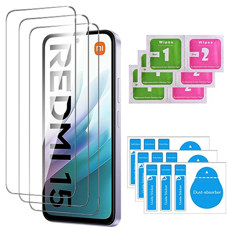 3x SZKŁO HARTOWANE 9H SZYBKA do Xiaomi Redmi 15 4G / 5G