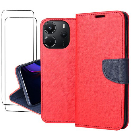 ETUI do Xiaomi Redmi Note 14 5G PORTFEL CASE Z ZAPINKĄ + 2x SZKŁO SZYBKA 9H