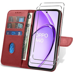Etui do Oppo A40 | A40m Skórzane Portfel SKIN CASE + 2x SZKŁO ochronne