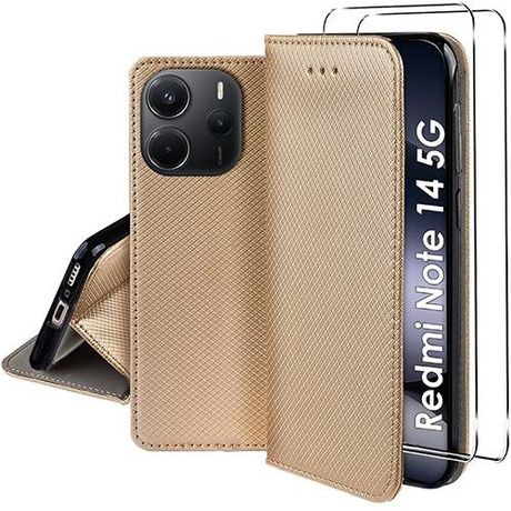 Etui do Xiaomi Redmi Note 14 5G SMART MAGNET CASE + 2x SZKŁO HARTOWANE