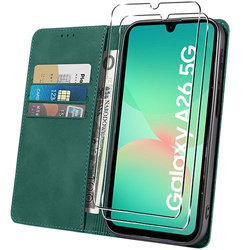 Etui do Samsung Galaxy A26 5G Skórzane Magnetyczne + 2x SZKŁO HARTOWANE 9H