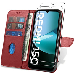 Etui do Xiaomi Redmi 15C 4G / 5G SKÓRZANE SKIN + 2x SZKŁO HARTOWANE 9H