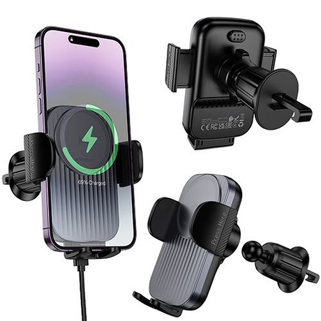 Uchwyt Samochodowy z ładowaniem indukcyjnym na kratkę nawiewu + kabel