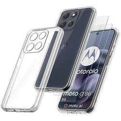 Etui do Motorola Moto G86 5G / G86 Power 5G WZMACNIANE 360° CLEAR CASE + 2x SZKŁO HARTOWANE