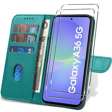 Etui do Samsung Galaxy A36 5G SKÓRZANE SKIN + 2x SZKŁO HARTOWANE 9H