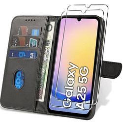 Etui do Samsung Galaxy A25 5G SKÓRZANE SKIN + 2x SZKŁO SZYBKA 9H