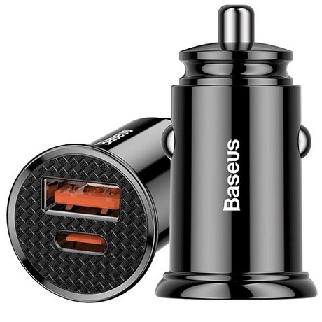 BASEUS ŁADOWARKA SAMOCHODOWA USB USB-C SZYBKIE ŁADOWANIE 30W PD QC SCP LED