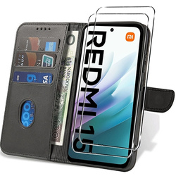Etui do Xiaomi Redmi 15 4G / 5G SKÓRZANE SKIN + 2x SZKŁO HARTOWANE 9H