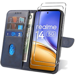 Etui do Realme 14 5G / 14T 5G SKÓRZANE SKIN + 2x SZKŁO HARTOWANE 9H
