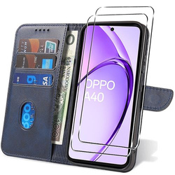 Etui do Oppo A40 | A40m Skórzane Portfel SKIN CASE + 2x SZKŁO ochronne