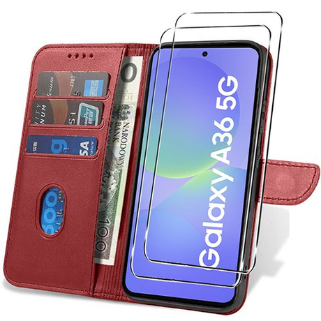 Etui do Samsung Galaxy A36 5G SKÓRZANE SKIN + 2x SZKŁO HARTOWANE 9H