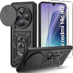 Etui do Xiaomi Redmi 14C SLIDE RING CASE PANCERNE + SZKŁO HARTOWANE