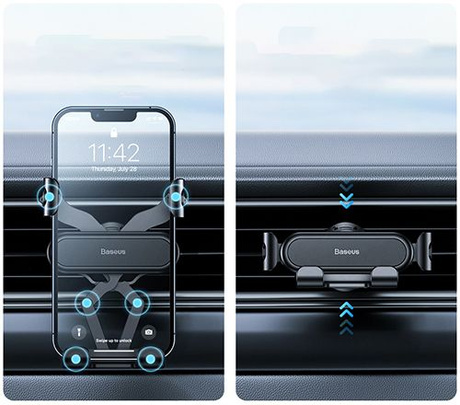 BASEUS MOCNE MOCOWANIE UCHWYT SAMOCHODOWY GRAWITACYJNY DO KRATKI NA TELEFON