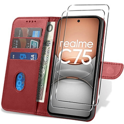 Etui do Realme C75 / Realme 14X 5G SKÓRZANE SKIN + 2x SZKŁO HARTOWANE 9H