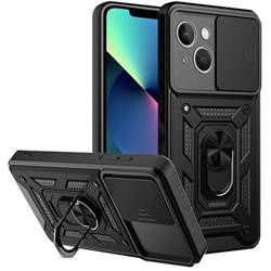 Etui do iPhone 14 SLIDE RING CASE PANCERNE + SZKŁO HARTOWANE