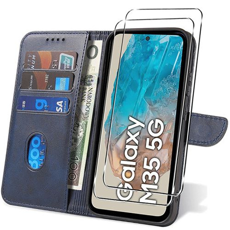 Etui do Samsung Galaxy M35 5G SKÓRZANE SKIN + 2x SZKŁO 9H