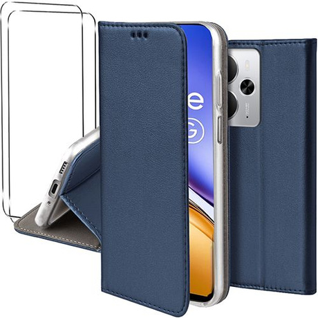 Etui do Realme 14 5G / 14T 5G skórzane magnetyczne z klapką + 2x SZKŁO HARTOWANE