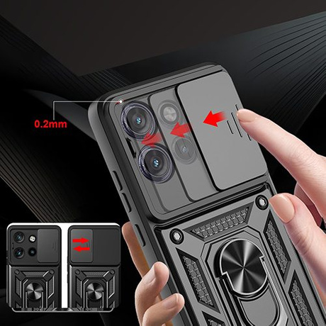 Etui do Motorola Moto G75 5G SLIDE RING CASE PANCERNE + 2X SZKŁO HARTOWANE