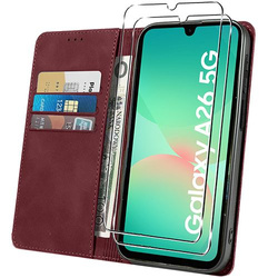 Etui do Samsung Galaxy A26 5G Skórzane Magnetyczne + 2x SZKŁO HARTOWANE 9H