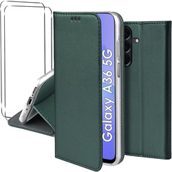 Etui do Samsung Galaxy A36 5G skórzane magnetyczne z klapką + 2x SZKŁO HARTOWANE