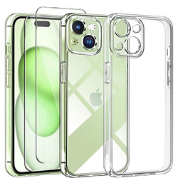 Etui do iPhone 15 WZMACNIANE 360° CLEAR CASE + 2x SZKŁO SZYBKA 9H