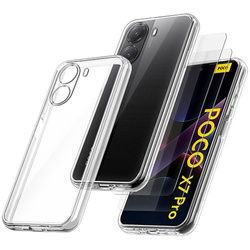 Etui do Xiaomi Poco X7 Pro 5G WZMACNIANE 360° CLEAR CASE + 2x SZKŁO HARTOWANE
