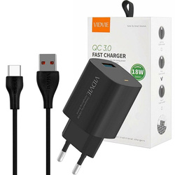 ZESTAW | SZYBKA ŁADOWARKA SIECIOWA USB + KABEL USB-C | QC 3.0 18W 3000mA