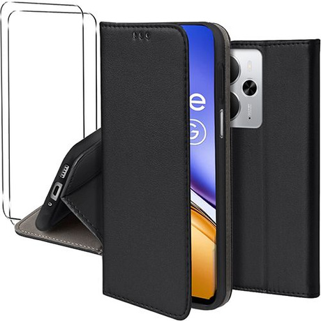 Etui do Realme 14 5G / 14T 5G skórzane magnetyczne z klapką + 2x SZKŁO HARTOWANE
