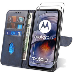 Etui do Motorola Moto G55 5G SKÓRZANE SKIN + 2x SZKŁO