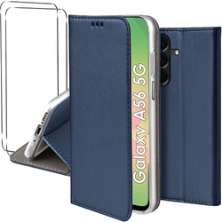 Etui do Samsung Galaxy A56 5G skórzane magnetyczne z klapką + 2x SZKŁO HARTOWANE