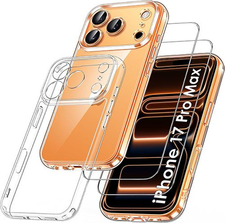 Etui do iPhone 17 Pro Max WZMACNIANE 360° CASE + 2x SZKŁO SZYBKA 9H