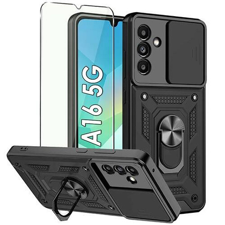 Etui do Samsung Galaxy A16 4G / 5G SLIDE RING CASE PANCERNE + SZKŁO HARTOWANE