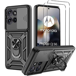 Etui do Motorola Moto G56 5G SLIDE RING CASE PANCERNE + 2x SZKŁO HARTOWANE