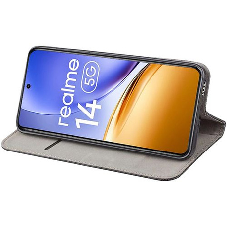 Etui SKÓRZANE do Realme 14 5G / 14T 5G wzory PORTFEL + SZKŁO