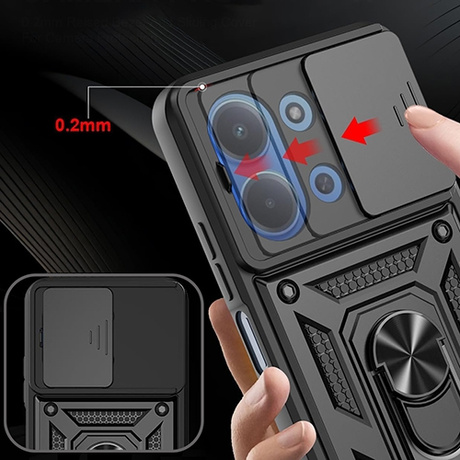 Etui do Xiaomi Redmi 15C 4G / 5G SLIDE RING CASE PANCERNE + 2x SZKŁO HARTOWANE