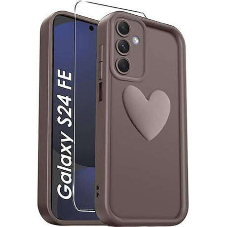 ETUI do Samsung Galaxy S24 FE SILIKONOWE MATOWE SERCE CASE + SZKŁO