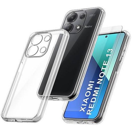 Etui do Xiaomi Redmi Note 13 4G WZMACNIANE 360° CLEAR CASE + SZKŁO HARTOWANE