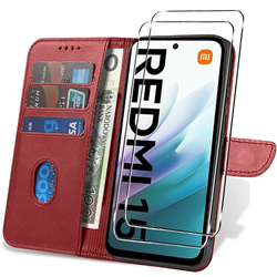 Etui do Xiaomi Redmi 15 4G / 5G SKÓRZANE SKIN + 2x SZKŁO HARTOWANE 9H