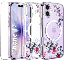 Etui do iPhone 17 MAGSAFE FLOWER wzory + SZKŁO