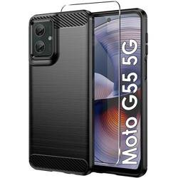 Etui do Motorola Moto G55 5G KARBON CASE pancerne + SZKŁO