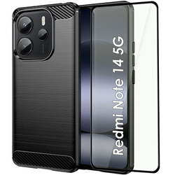 ETUI PANCERNE KARBON do Xiaomi Redmi Note 14 5G + SZKŁO 5D
