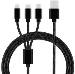 Kabel USB 3w1 microUSB USB-C Lightning