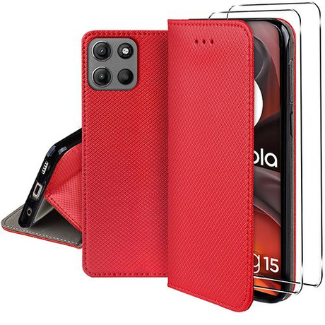 Etui do Motorola Moto G15 / G15 Power / G05 SMART MAGNET CASE + 2X SZKŁO HARTOWANE