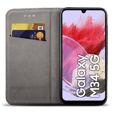Etui do Samsung Galaxy M34 5G skórzane magnetyczne z klapką + SZKŁO HARTOWANE