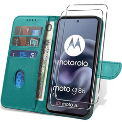 Etui do Motorola Moto G86 5G / G86 Power 5G SKÓRZANE SKIN + 2x SZKŁO HARTOWANE 9H