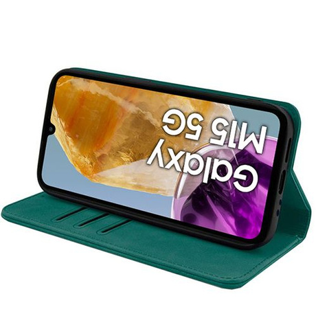 Etui do Samsung Galaxy M15 5G Skórzane Magnetyczne + 2x SZKŁO HARTOWANE 9H