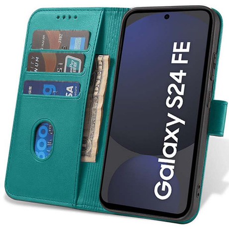 Etui do Samsung Galaxy S24 FE SKÓRZANE portfel SKIN + SZKŁO HARTOWANE