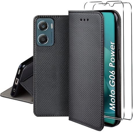 Etui z klapką do Motorola Moto G06 / G06 Power SMART MAGNET CASE + 2X SZKŁO HARTOWANE