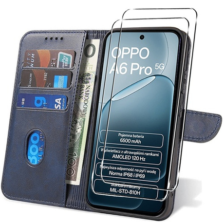 Etui do Oppo A6 Pro 5G SKÓRZANE SKIN + 2x SZKŁO HARTOWANE 9H